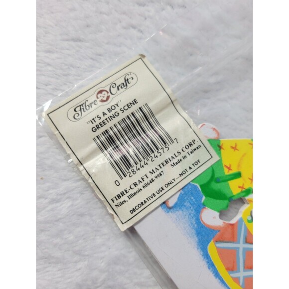 Fibrecraft NOS Vintage "It's a Boy" Greeting Scene Decorative Sign 12" x 4" - Picture 3 of 7